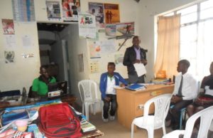 Introductory remarks by Dominic, FAWE RS during a meeting with MMUST Peer Educators Club, Kakamega County, Kenya